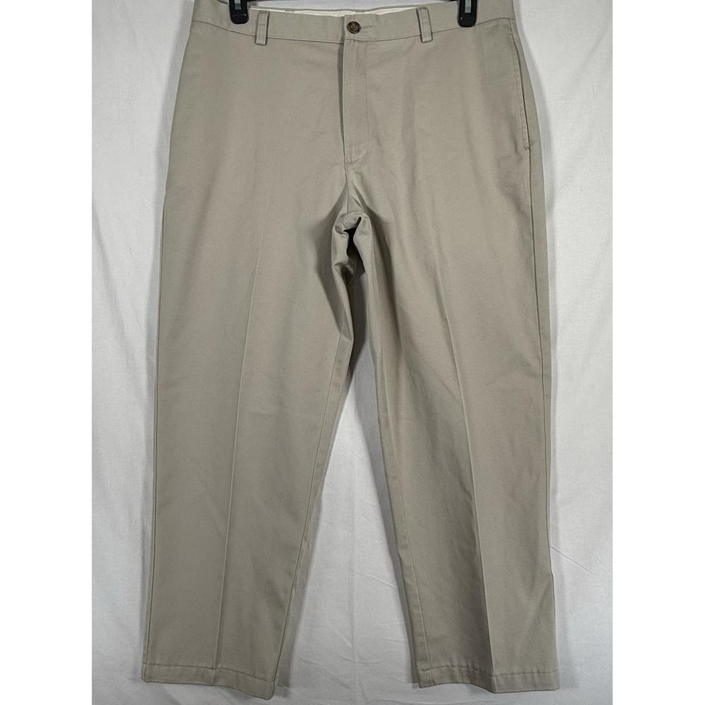LL Bean Pants Men's 36 x 27.5 inches Beige Classic Flat‎ Front Casual